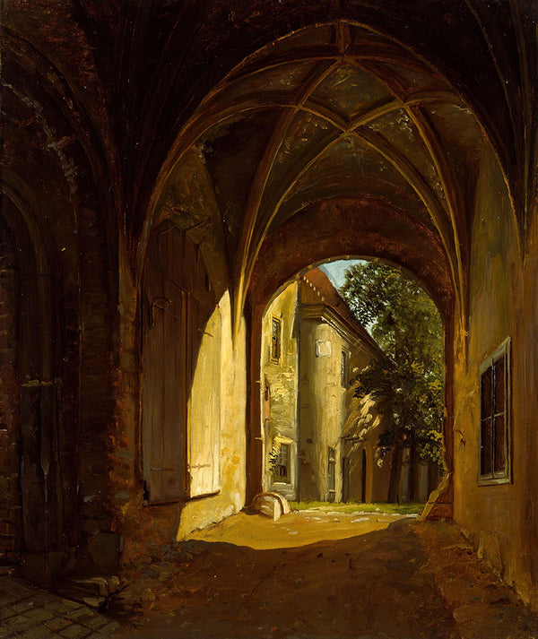 A Vaulted Hall in the Scharfenberg Castle near Dresden by Thomas Fearnley - Art Print - Zapista