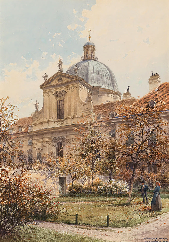 A view of the church and monastery of the Visitation of the Virgin by Richard Moser - Art Print - Zapista