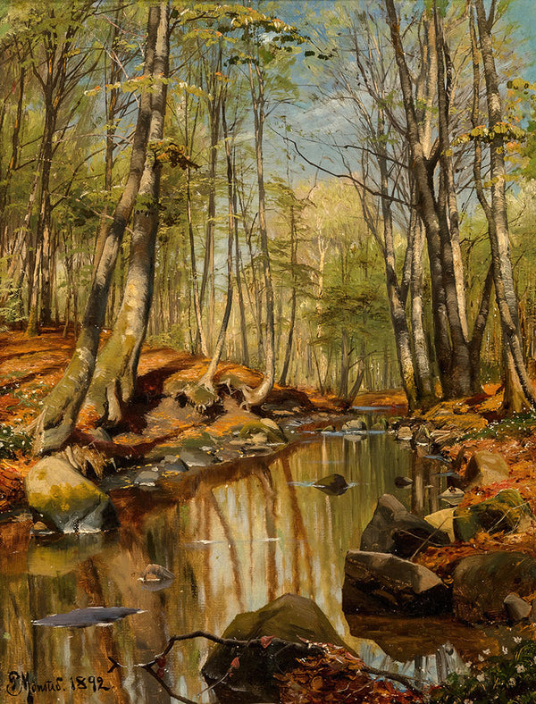 A Wooded River Landscape by Peder Mork Monsted - Art Print - Zapista