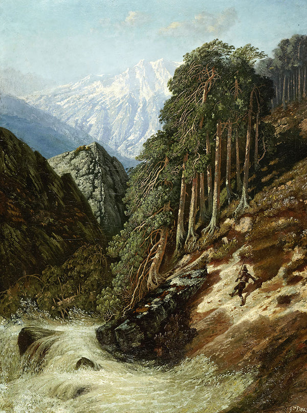 Alpine Landschaft mit Wildbach by Gustave Doré - Art Print - Zapista