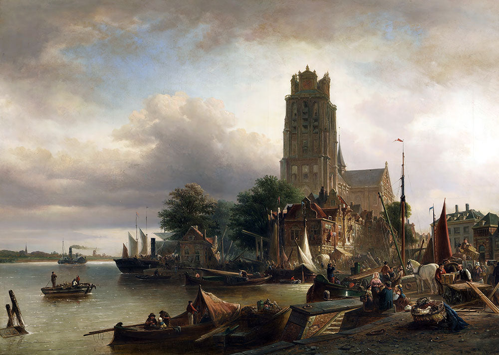 Ansicht von Dordrecht mit der Grote Kerk by Elias Pieter van Bommel - Art Print - Zapista