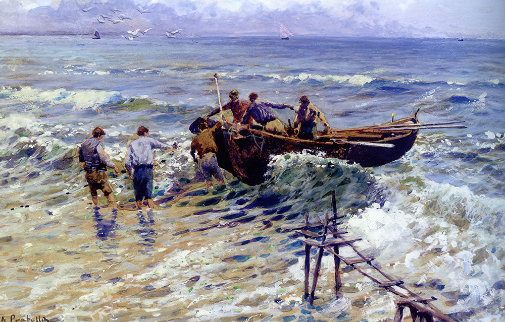 Arriving Ashore by Attilio Pratella - Art Print - Zapista