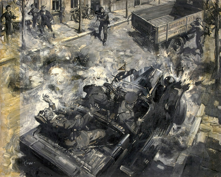 Assassination of Reinhard Heydrich by Terence Cuneo - Art Print - Zapista