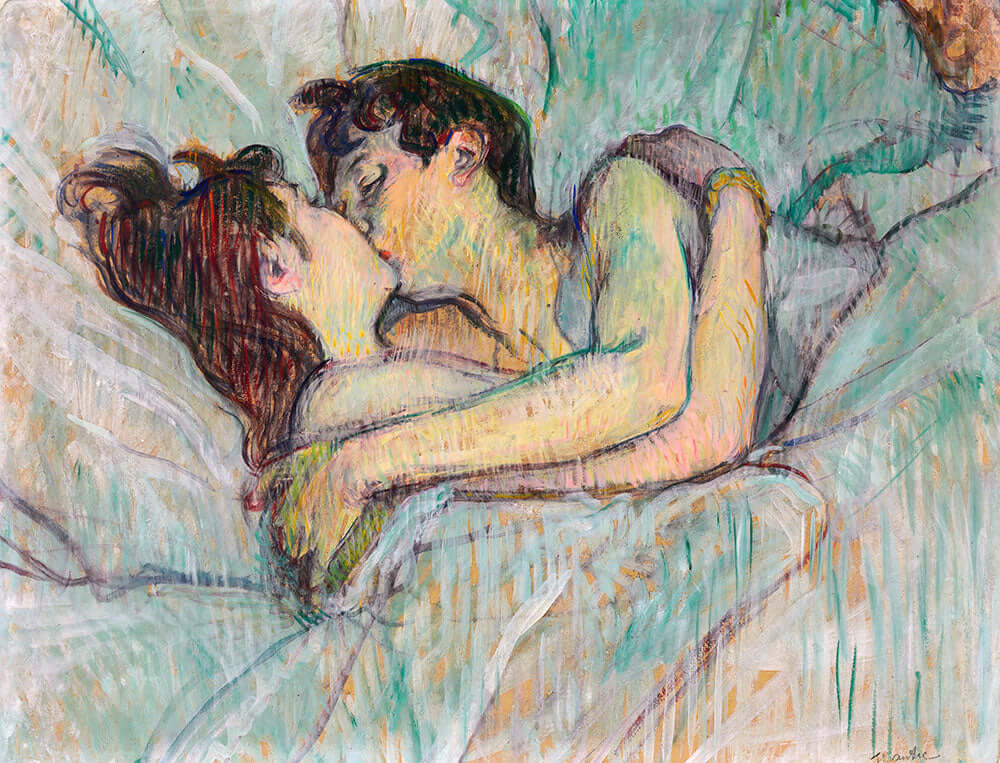 In Bed, The Kiss (Au lit: Le baiser) by Henri de Toulouse-Lautrec - Art Print - Zapista