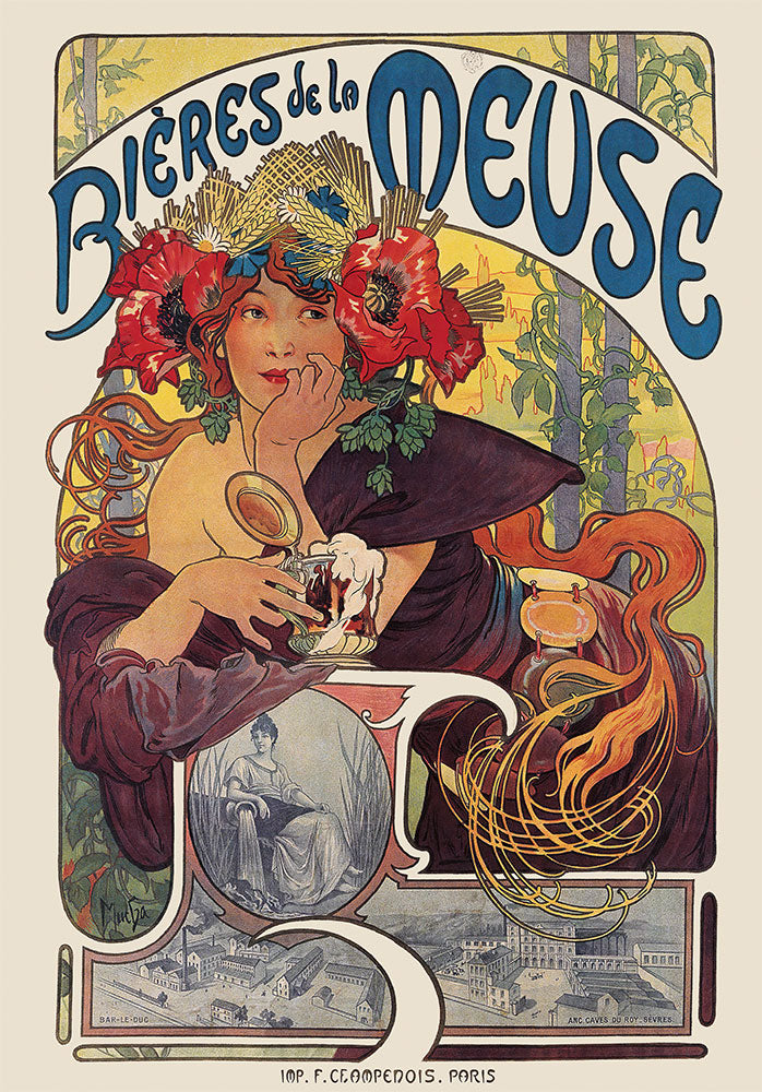 Bieres De La Meuse by Alphonse Mucha - Art Print - Zapista