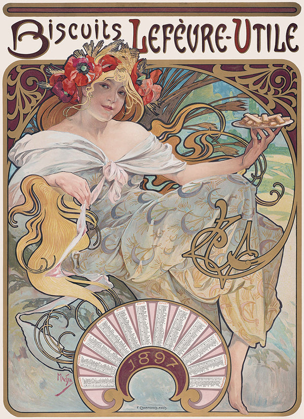 Biscuits Lefevre-Utile by Alphonse Mucha - Art Print - Zapista