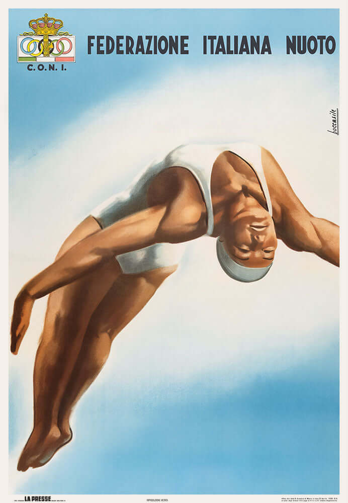 C.O.N.I. Federazione Nazionale Nuoto by Gino Boccasile - Art Print - Zapista