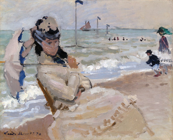 Camille on the Beach in Trouville by Claude Monet - Art Print - Zapista