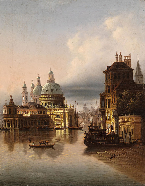 Capriccio, Venice, Scene on a Canal by Johann Wilhelm Jankowsky - Art Print - Zapista