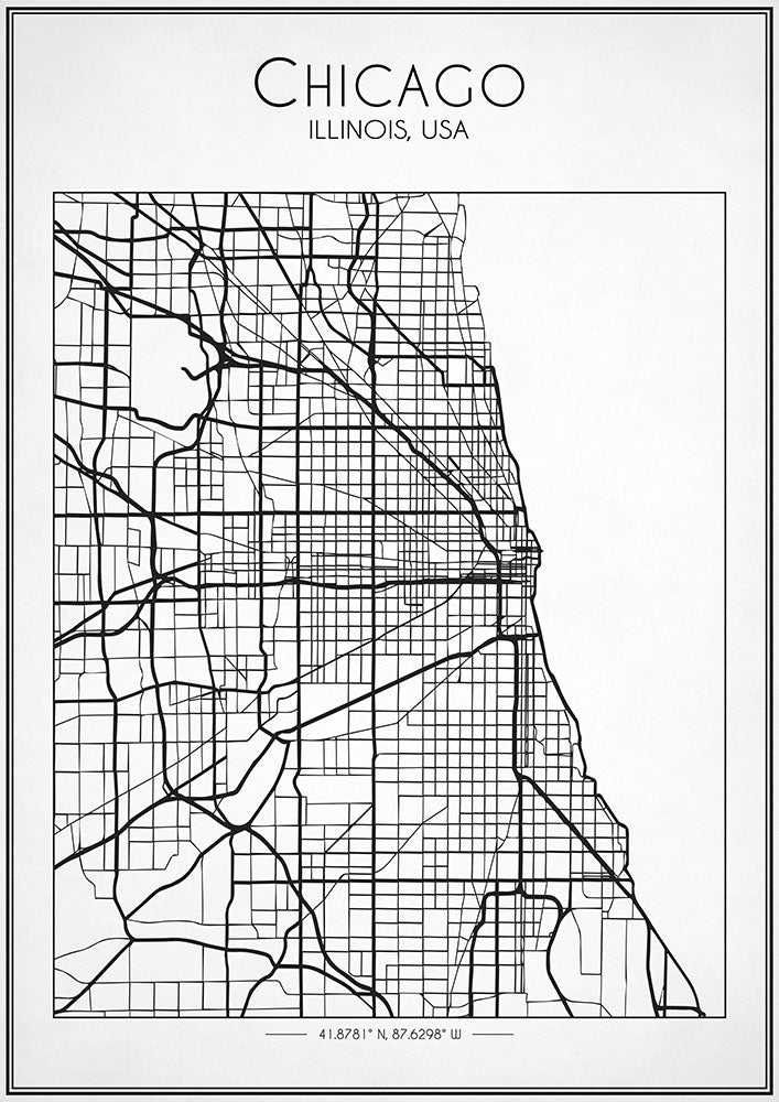 Chicago City Street Map - Art Print - Zapista