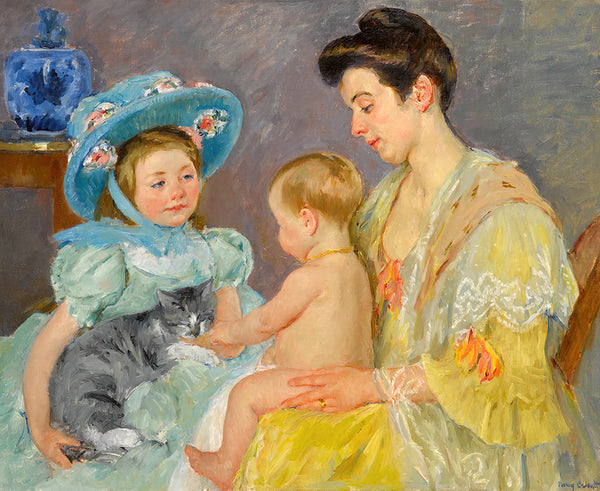 Children Playing with a Cat by Mary Cassatt - Art Print - Zapista