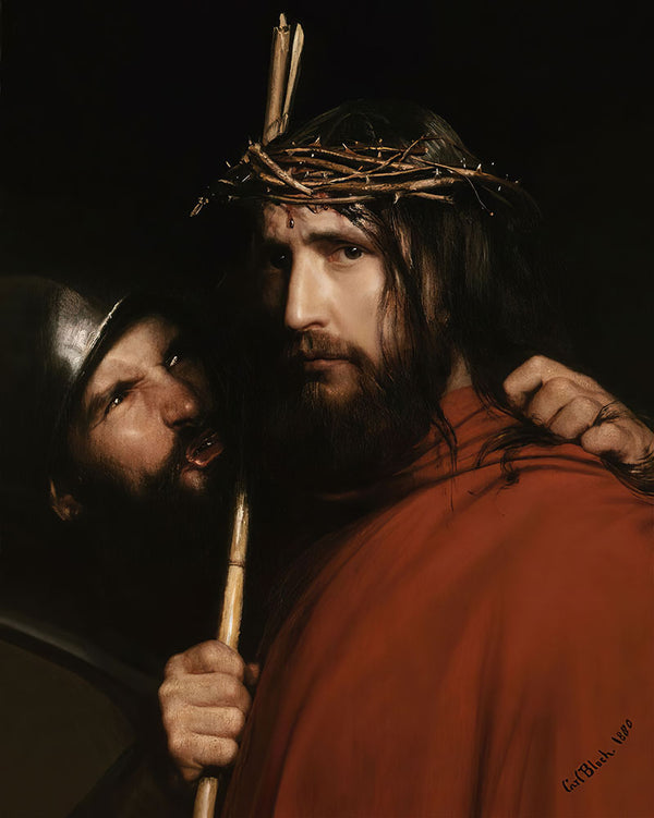 Christ with Mocking Soldier by Carl Bloch - Art Print - Zapista