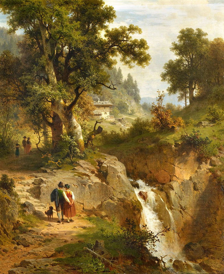 Courting Couple in an Alpine Landscape by Arnold Meermann - Art Print - Zapista