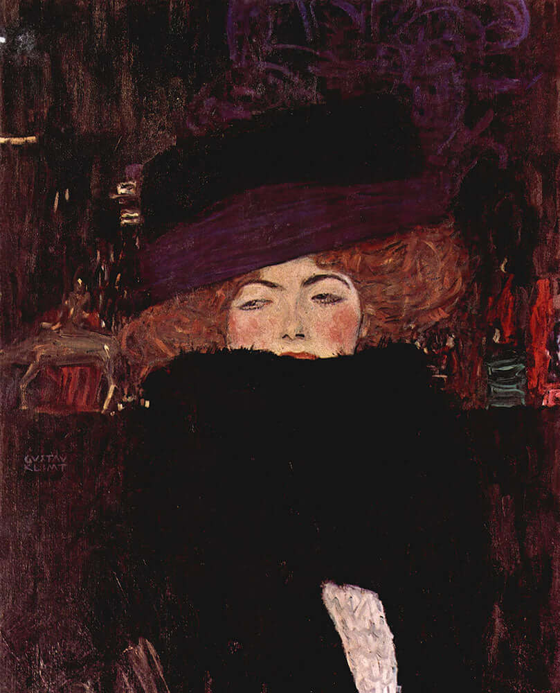 Dame mit Hut und Federboa by Gustav Klimt - Art Print - Zapista