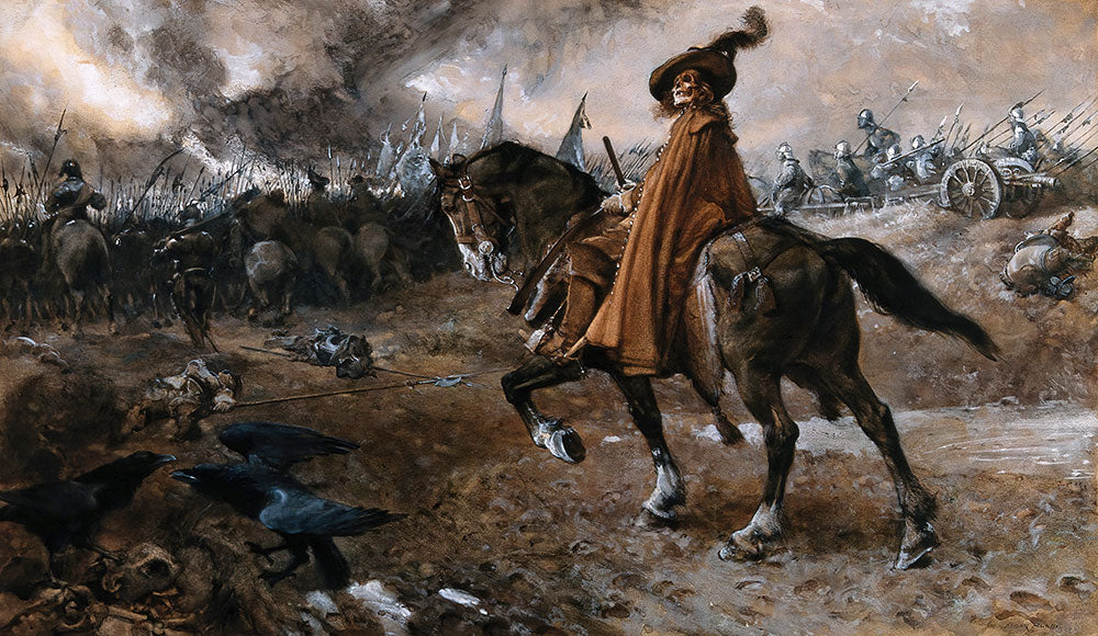 Death as General Rides a Horse on a Battlefield by Edgar Bundy - Art Print - Zapista