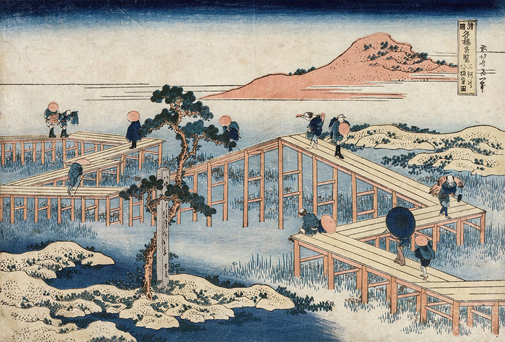 An Ancient Picture of the Eight Part Bridge in Mikawa Province by Katsushika Hokusai - Art Print - Zapista