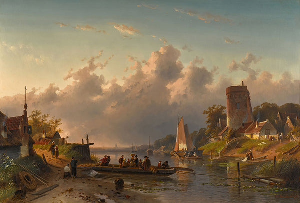Evening at the Riverbank by Charles Leickert - Art Print - Zapista
