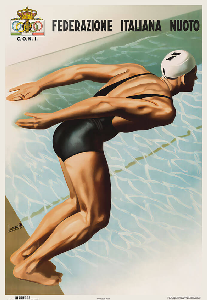 Federazione Italiana Nuoto by Gino Boccasile - Art Print - Zapista