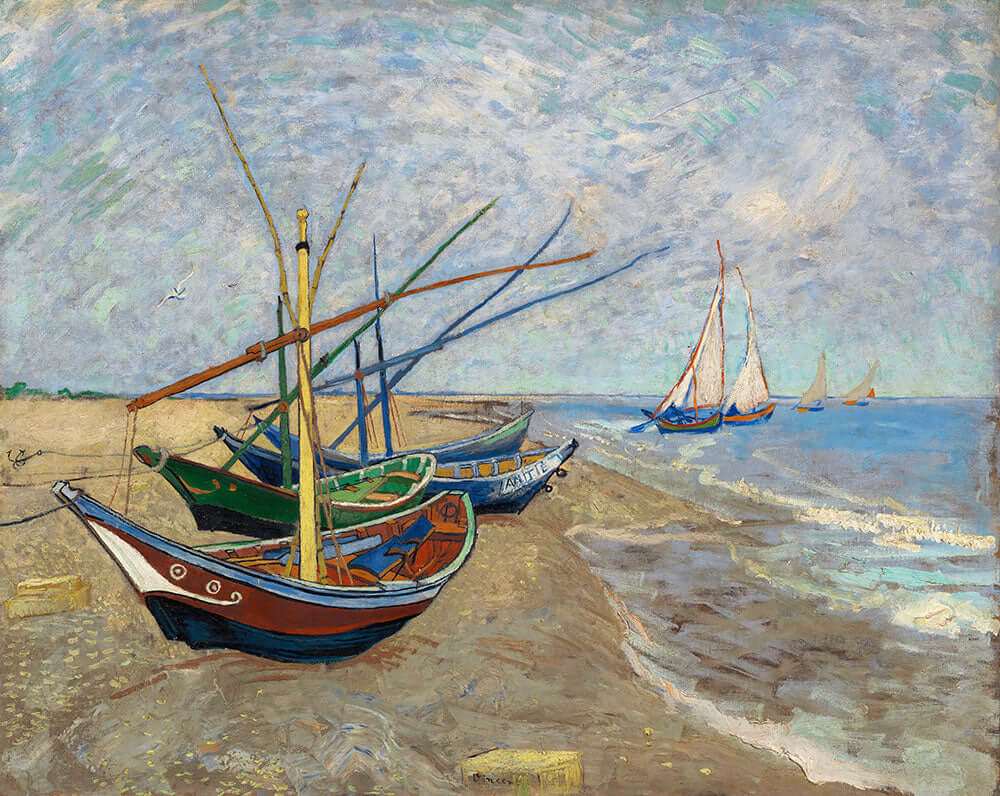 Fishing Boats on the Beach at Les Saintes-Maries-de-la-Mer by Vincent van Gogh - Art Print - Zapista