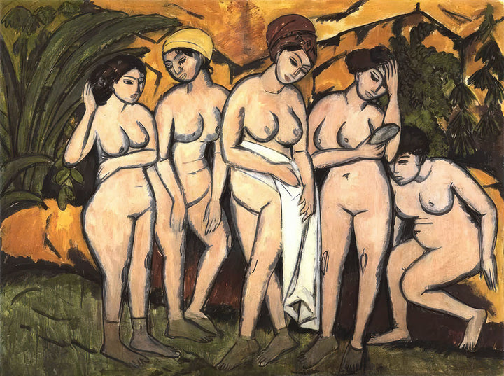 Five Bathing Women at a Lake by Ernst Ludwig Kirchner - Art Print - Zapista