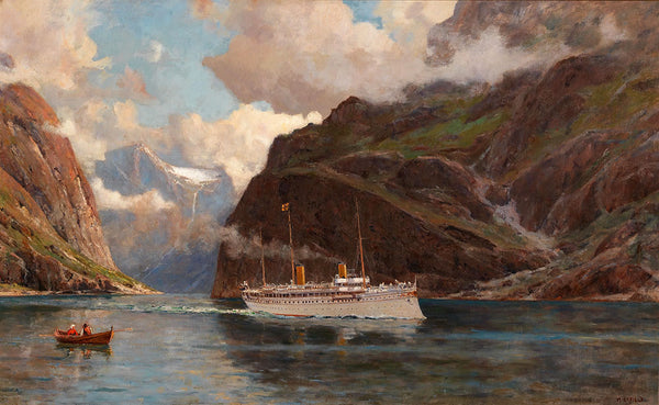 Fjord Landscape with Passenger Ship by Henry Enfield - Art Print - Zapista