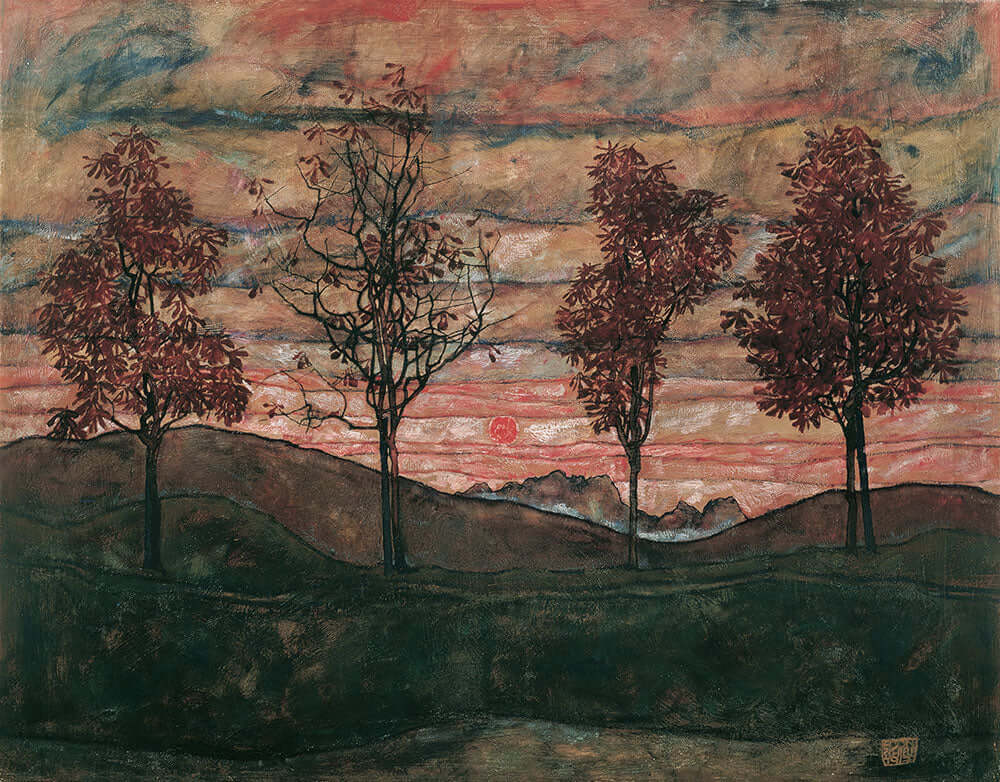 Four Trees by Egon Schiele - Art Print - Zapista