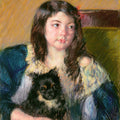 Françoise, Holding a Little Dog, Looking Far to the Right by Mary Cassatt - Art Print - Zapista