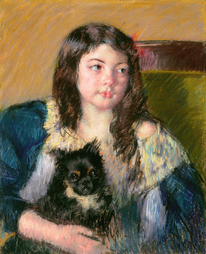 Françoise, Holding a Little Dog, Looking Far to the Right by Mary Cassatt - Art Print - Zapista