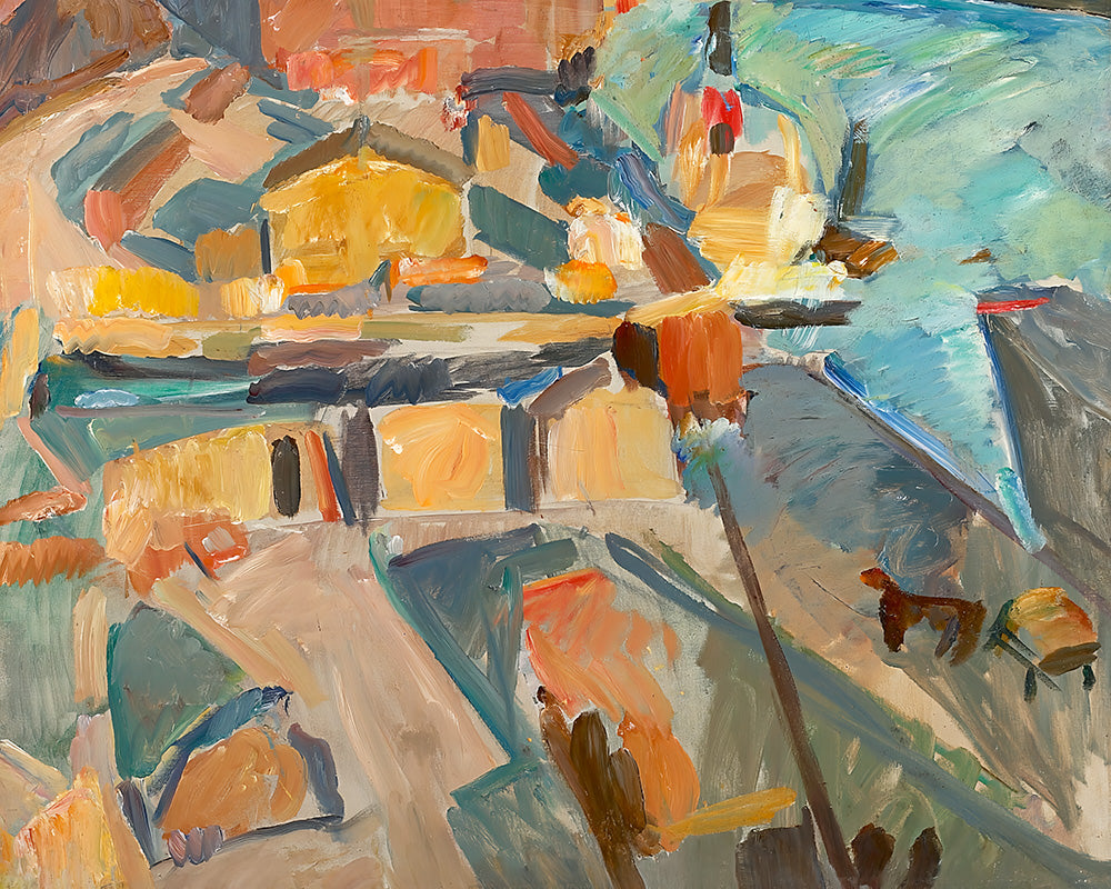 Street Scene near a Harbor by Edvard Weie - Art Print - Zapista