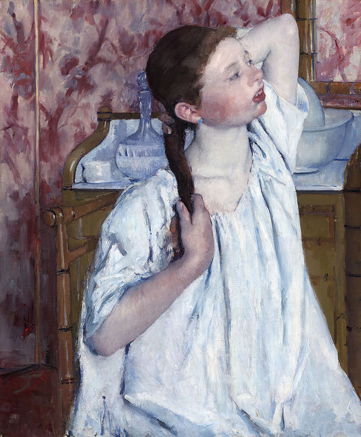 Girl Arranging Her Hair by Mary Cassatt - Art Print - Zapista