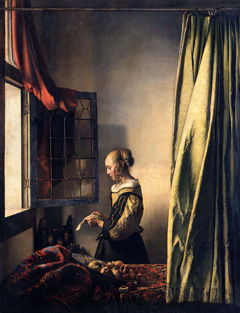 Girl Reading a Letter at an Open Window by Johannes Vermeer - Art Print - Zapista