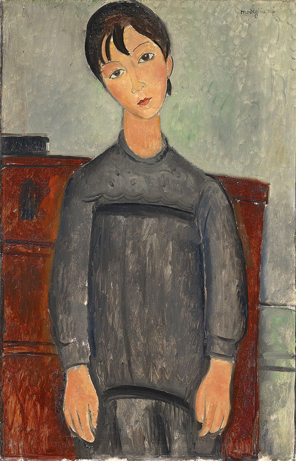 Girl Standing In Black Pinafore by Amedeo Modigliani - Art Print - Zapista