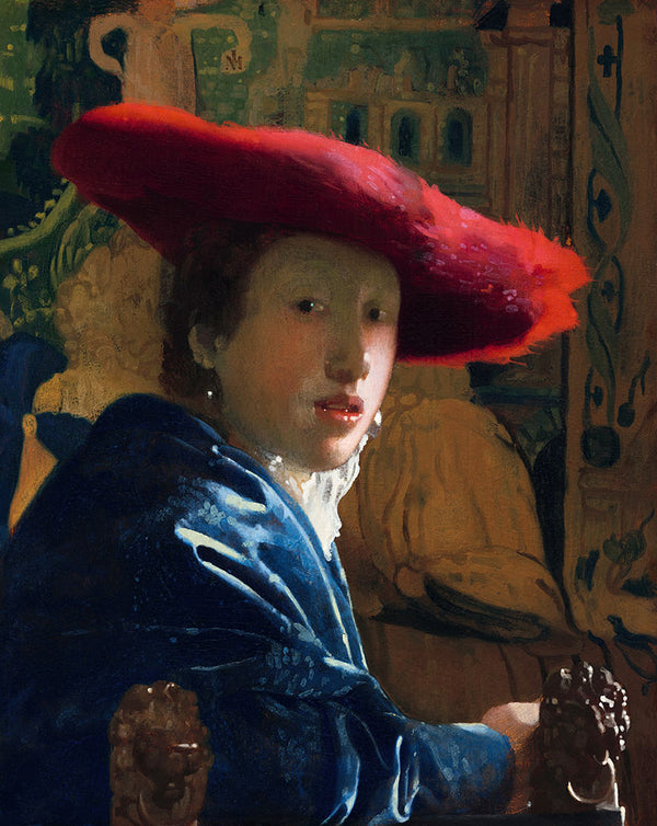 Girl with a Red Hat by Johannes Vermeer - Art Print - Zapista