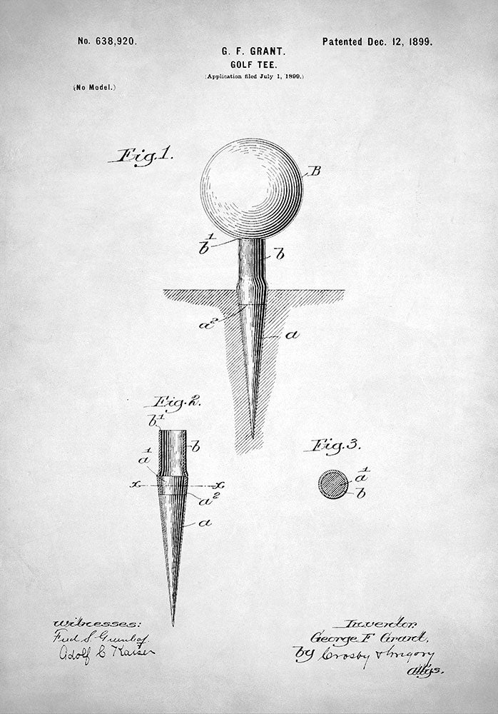 Golf Tee Patent - Art Print - Zapista