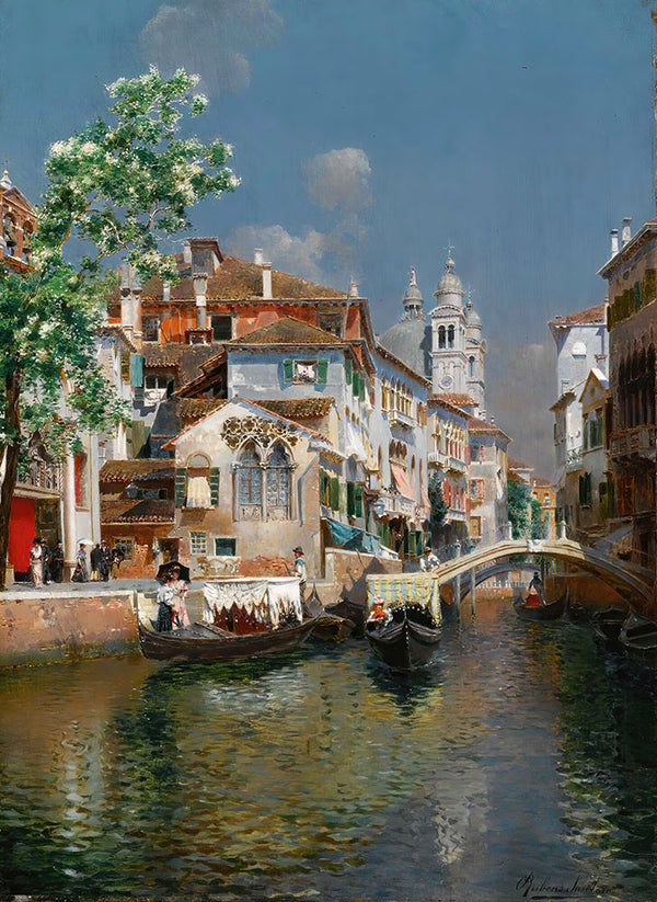 Gondolas On A Venetian Canal, Santa Maria Della Salute In The Distance by Rubens Santoro - Art Print - Zapista