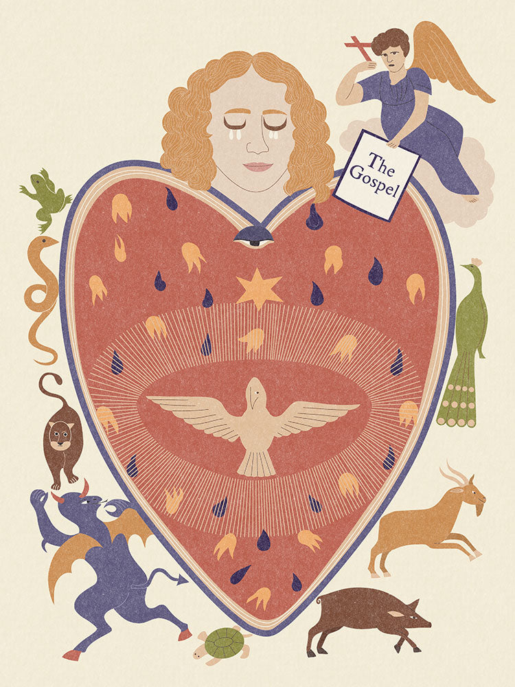 Sacred Heart and the Gospel - Art Print - Zapista