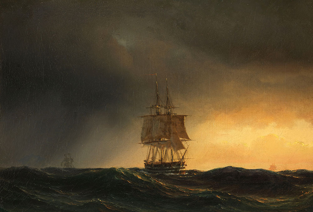 Grosser Segler auf hoher See by Anton Melbye - Art Print - Zapista