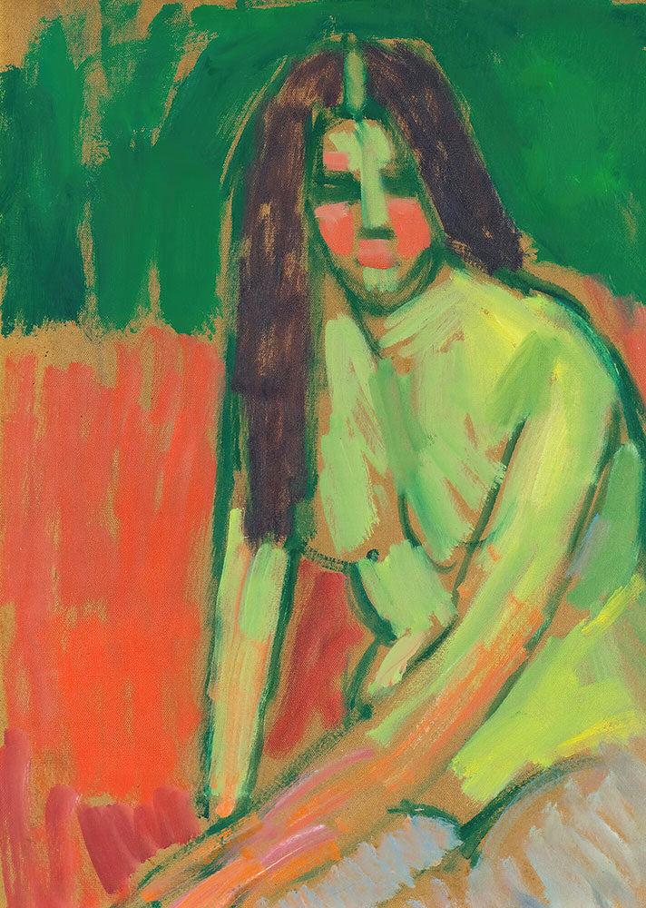 Half-Nude Figure With Long Hair Sitting Bent by Alexej von Jawlensky - Art Print - Zapista