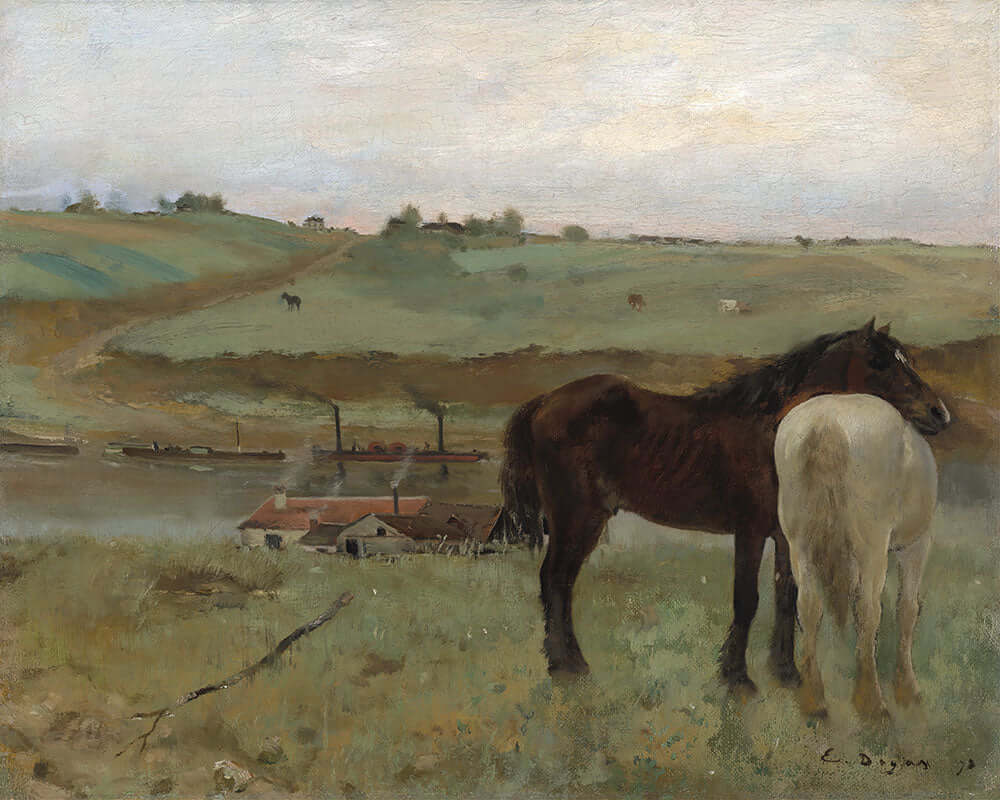 Horses in a Meadow by Edgar Degas - Art Print - Zapista