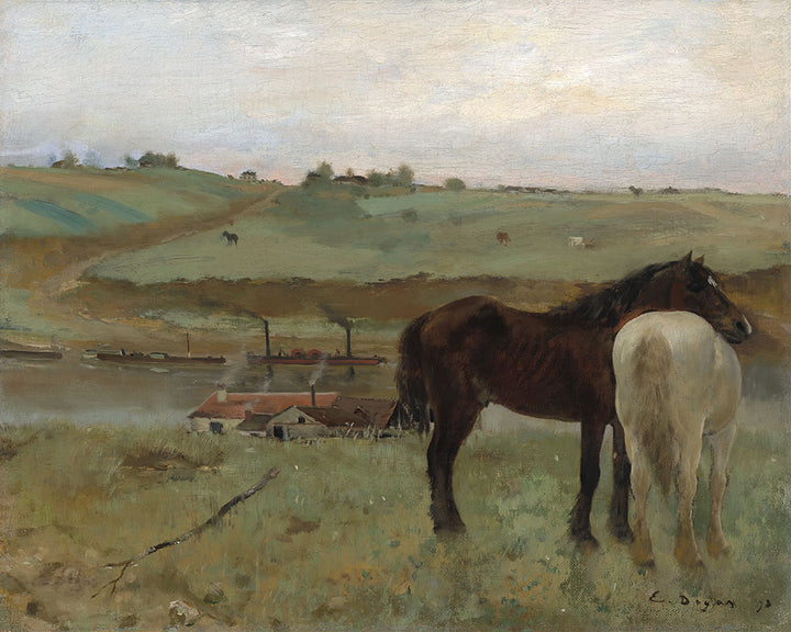 Horses in a Meadow by Edgar Degas - Art Print - Zapista