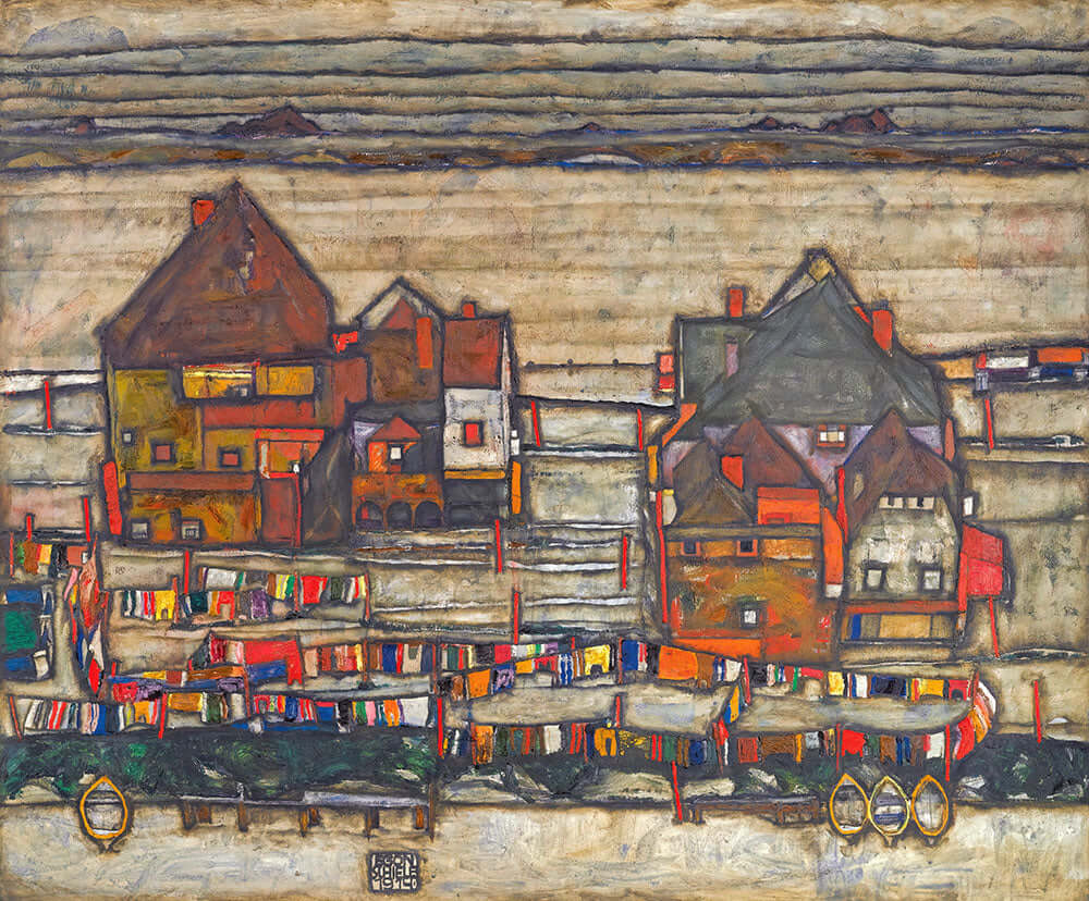 Houses With Laundry (Suburb II) by Egon Schiele - Art Print - Zapista