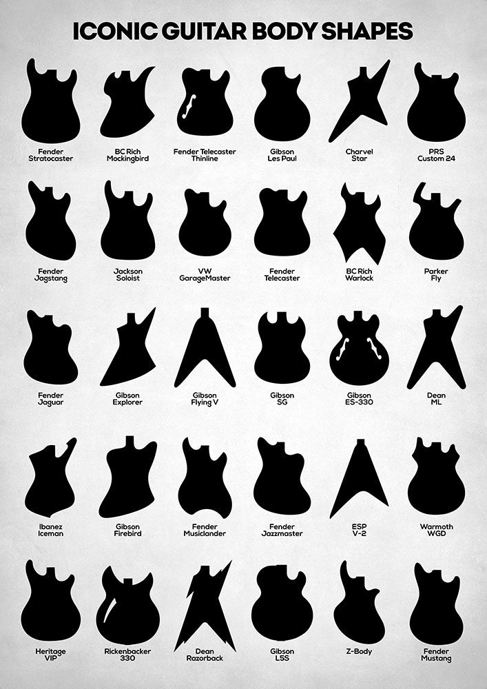 Iconic Guitar Body Shapes - Art Print - Zapista