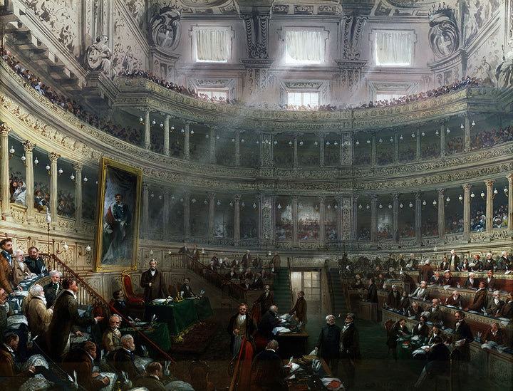 Il Senato presieduto da Cesare Alfieri di Sostegno by Carlo Bossoli - Art Print - Zapista