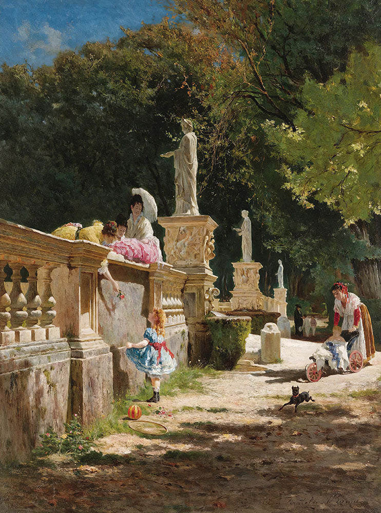 In The Gardens Of The Villa Borghese by Aurelio Tiratelli - Art Print - Zapista