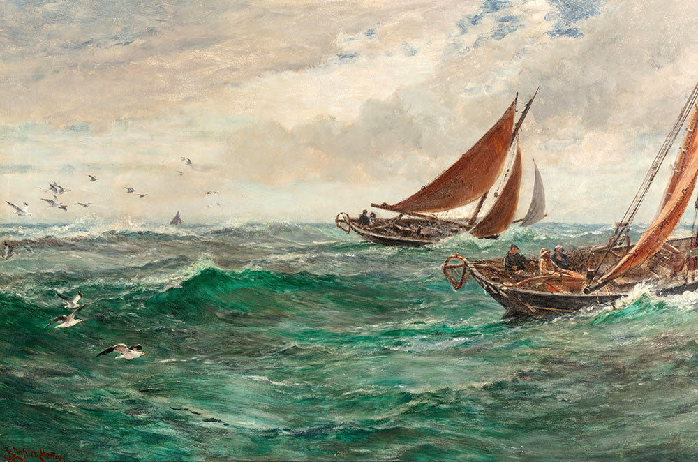 In the track of the trawlers by Charles Napier Hemy - Art Print - Zapista