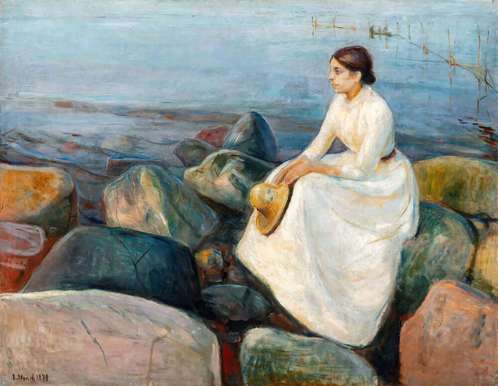 Summer night, Inger on the beach by Edvard Munch - Art Print - Zapista