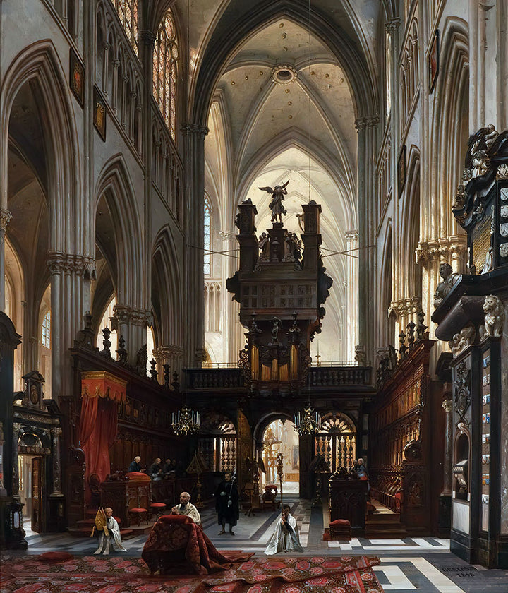 Interieur van de Sint-Salvatorskathedraal te Brugge by Jules Victor Genisson - Art Print - Zapista