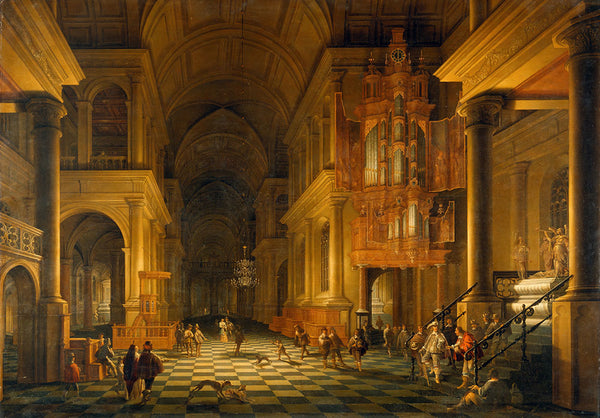 Interior of a Church Built in the Late-Renaissance Style - Anthonie de Lorme - Art Print - Zapista