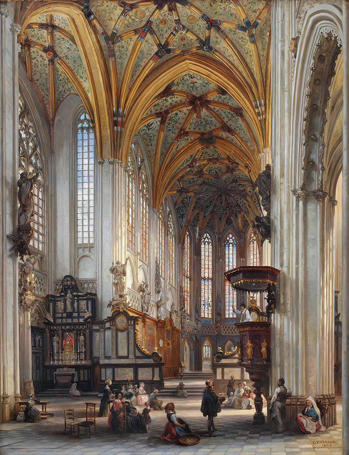 Interior of the Saint-Jacques-le-Mineur Church, Liege by Jules Victor Génisson - Art Print - Zapista