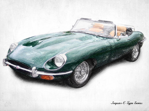Jaguar E-Type Racing Green - Art Print - Zapista